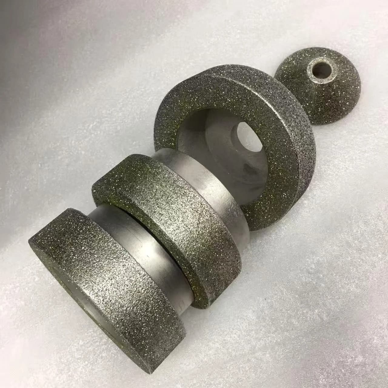 electroplated diamond ring tools stacked on a mounting mandrel